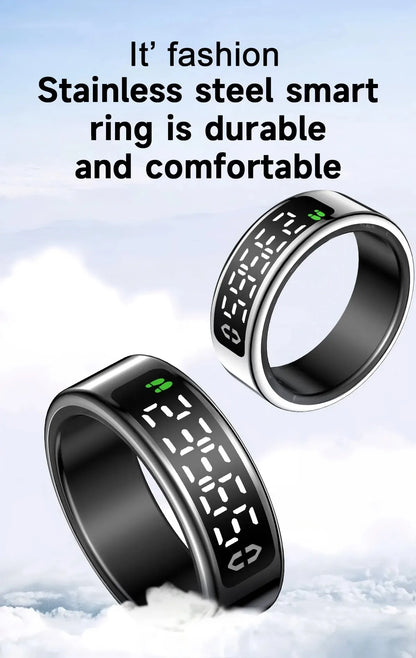SY01 Smart Ring With LED Screen Bluetooth Health Monitoring Blood Oxygen Sleep Heart Rate Multi-sport Modes Waterproof IP68&5ATM