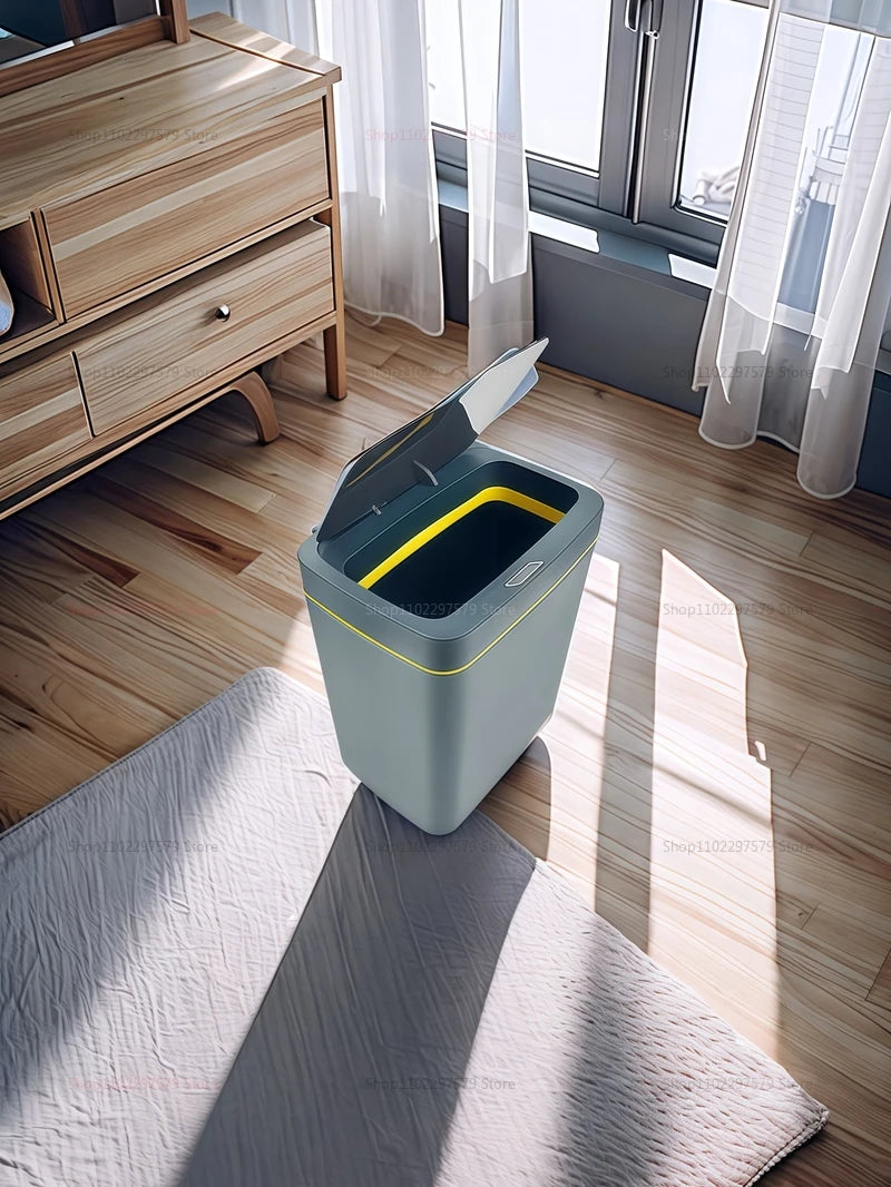 15L Automatic Smart Sensor Trash Can - Non-Contact Electric Waste Bin for Kitchen  Bathroom White