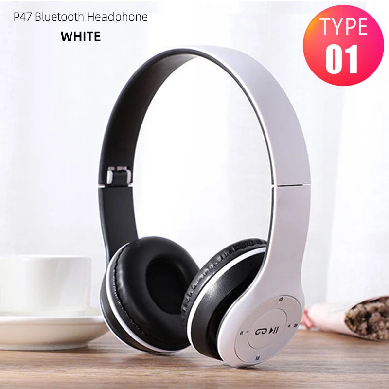 Handsfree Wireless Headphones Noise Canceling Headphone memory Card Earphone P47 headset Bluetooth Head Phone for iPhone Huawei