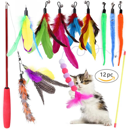 DualPet Kitten Toys Variety Cat Toy Combination Set Cat Toy Funny Cat Stick Sisal Mouse Bell Ball Cat Supplies 20 Piece Set anti