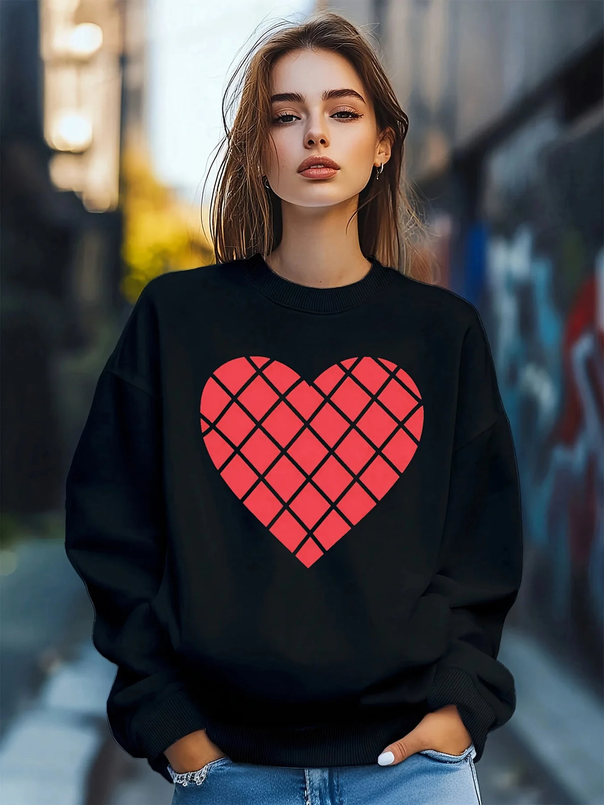 Women's Autumn and Winter Loose Casual Cartoon Zipper Bear Pattern Printed Velvet Long-Sleeved Round Neck Sweatshirt Pullover