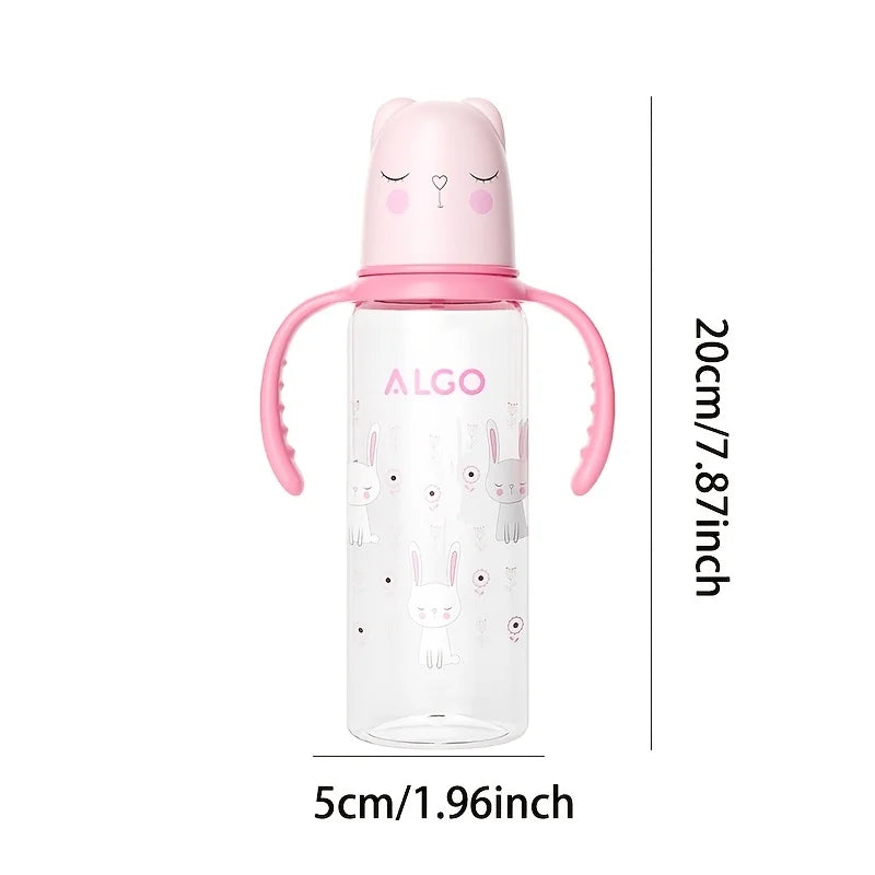 8.12 oz polypropylene baby bottle with handle - leak proof standard caliber, durable PP material and silicone nipple, ideal gift