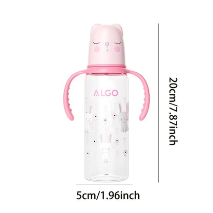 8.12 oz polypropylene baby bottle with handle - leak proof standard caliber, durable PP material and silicone nipple, ideal gift
