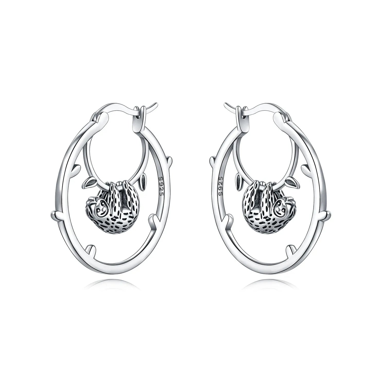 PANPOKI Original 925 Sterling Silver Blue Green Chameleon Earrings Women Hoop Earring Anniversary Jewelry Trendy Gifts