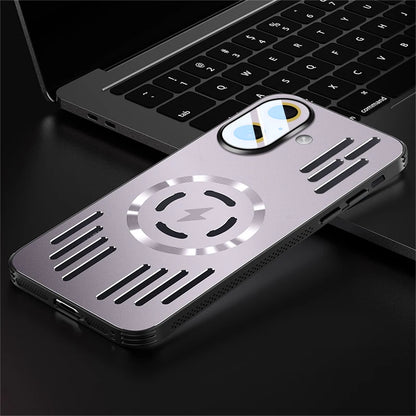 Luxury Metal Heat Dissipation Magnetic Wireless Charging Cover For iPhone 17 Air 16 15 Pro Max Plus 16E 17Pro Protective Case
