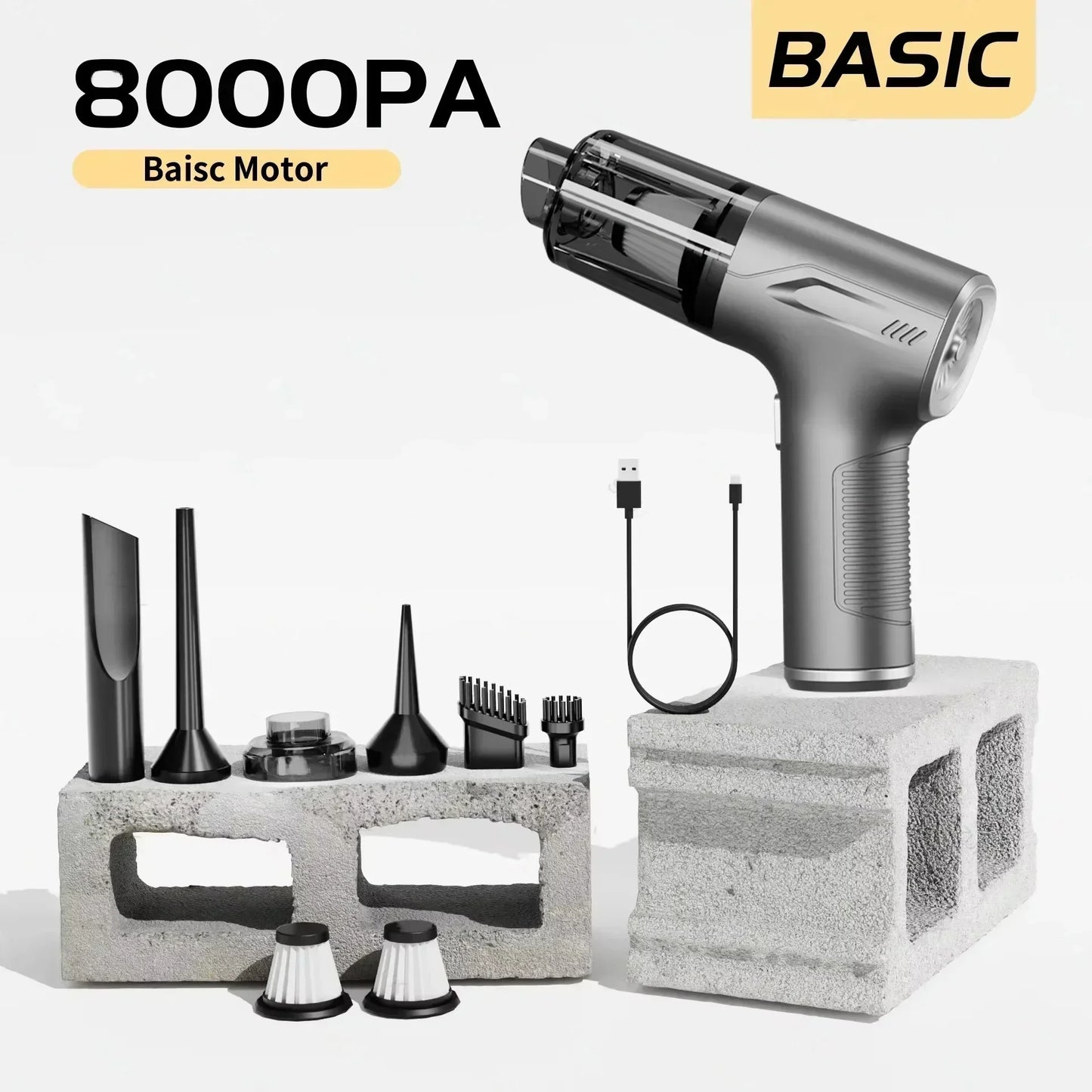 Mini Car Vacuum Cleaner - Cordless Wireless Car Cleaner with HEPA Filter & Powerful Suction