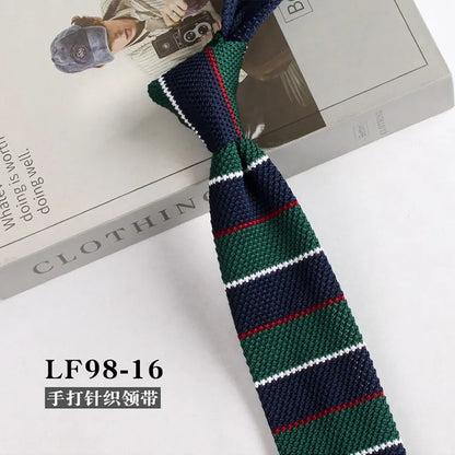 Narrow Striped Knitted Necktie for Men - Retro Korean Style Casual Cravat Accessory