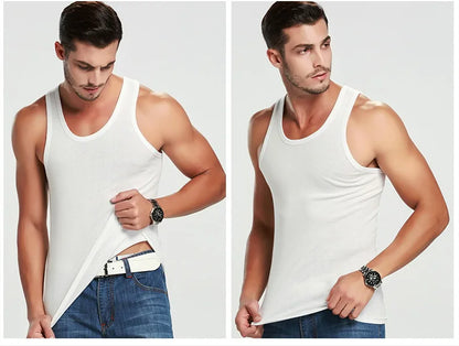 1 Pack Four Seasons Men's Cotton Joker Vest Teenagers Simple Fit Sports Fitness T-shirt Middle-aged Casual Sleeveless Shirt