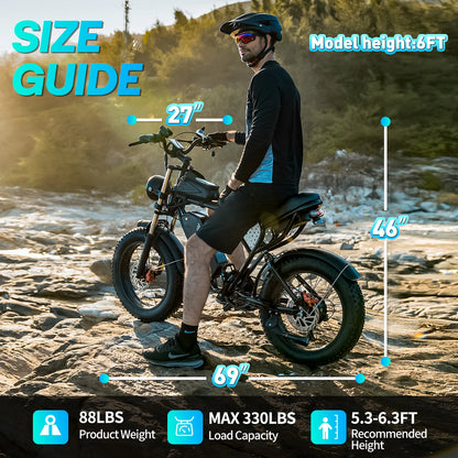 YVY K20 Lite 1500W Electric Bike for Adults 30MPH 48V 15.6Ah Off-road Trail 20*4 Inch Fat Tire E Bike 7 Speed Mountain Bike