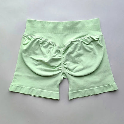 Women Gym Shorts - High Waisted Seamless Workout Shorts With Scrunch Butt Design