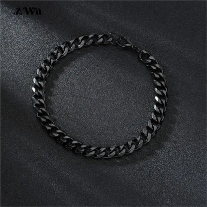 Awit Mens Simple 3-11mm Stainless Steel Curb Cuban Link Chain Bracelets for Women Unisex Wrist Jewelry Gifts