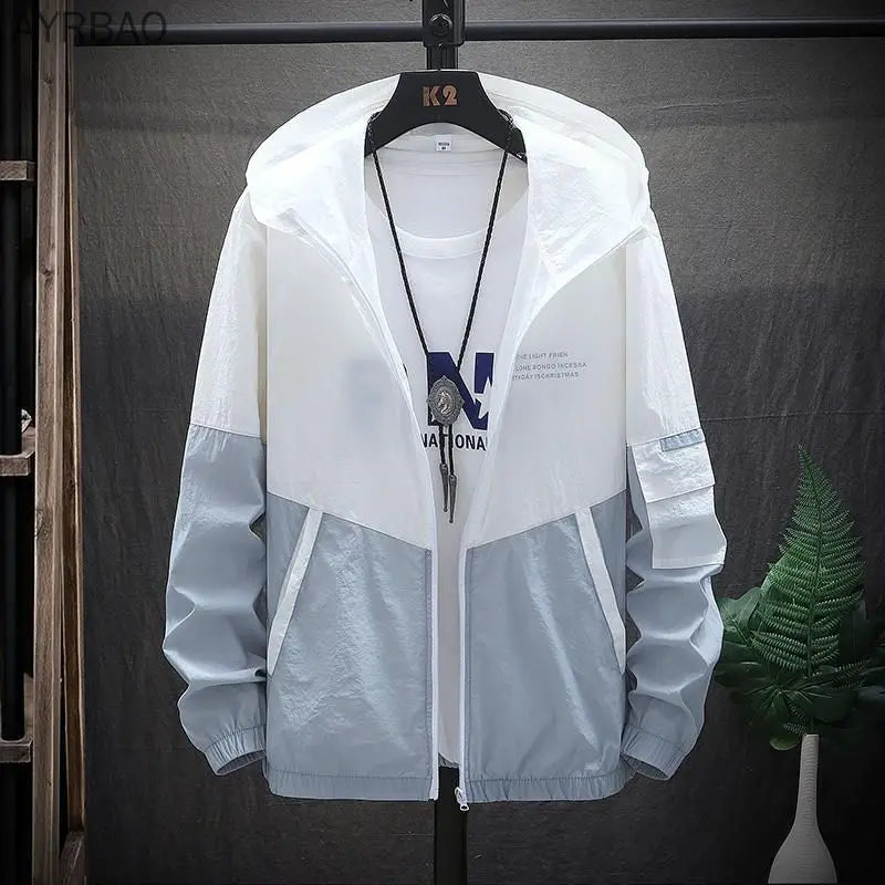 Korean Style Sun Protection Hoodie Jacket for Men Thin Breathable UV Shield Outdoor Windbreaker Fishing Hiking Sun Jacket Unisex