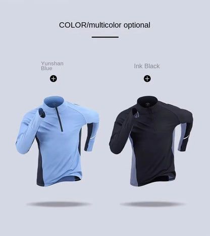 Men's Running Shirt - Quick Dry Long Sleeve Sportswear with Half Zipper for Autumn Winter