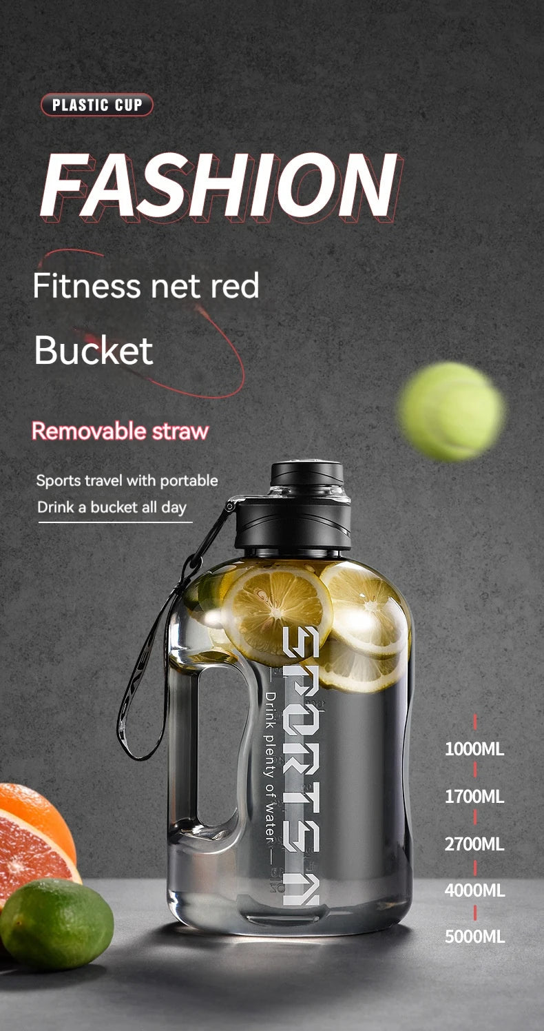 1L UP To 5L Large Capacity Bicycle Water Bottle Fitness BPA FREE Scale Drink Bottle for Men Gym Cycling Camping Water Bottle Cup