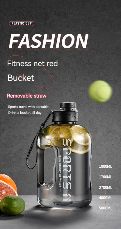 1L UP To 5L Large Capacity Bicycle Water Bottle Fitness BPA FREE Scale Drink Bottle for Men Gym Cycling Camping Water Bottle Cup