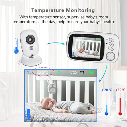 VB603 V2 Video Baby Monitor 2.4G Wireless With 3.2 Inches LCD 2 Way Audio Talk Night Vision Surveillance Security Cam Babysitter
