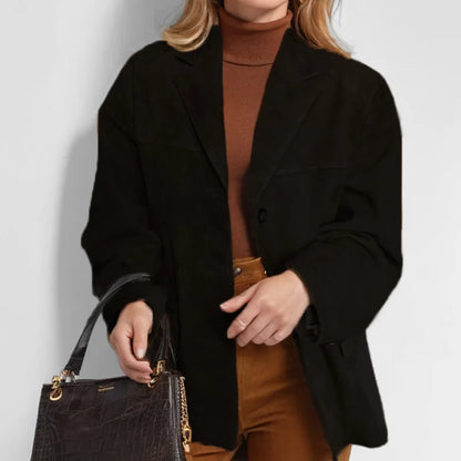 Women Autumn Jacket - Casual Single Breasted Lapel Collar Coat With Button Decoration