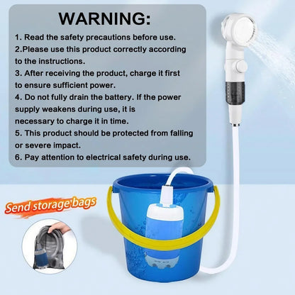 Outdoor Shower Portable Handheld Rechargeable Gentle Pet Bath Sprayer for Dogs and Cats Versatile Water Pump for Car Wash Garden Watering and Flower Care Cordless Low Energy Bath Grooming Equipment Kit