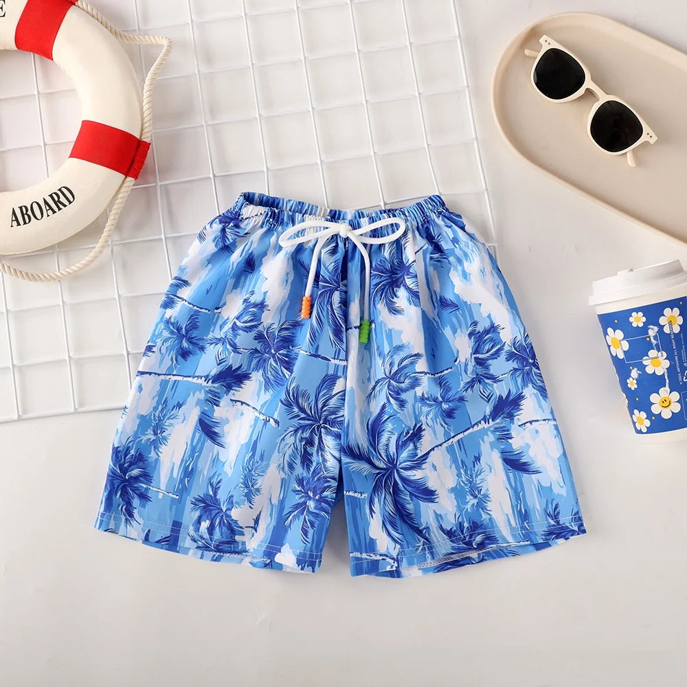 Kids Swim Trunks Summer Cartoon Prints Beach Shorts for Boys Vacation 1-8Y Children Quick Dry Pants Vacation Wear
