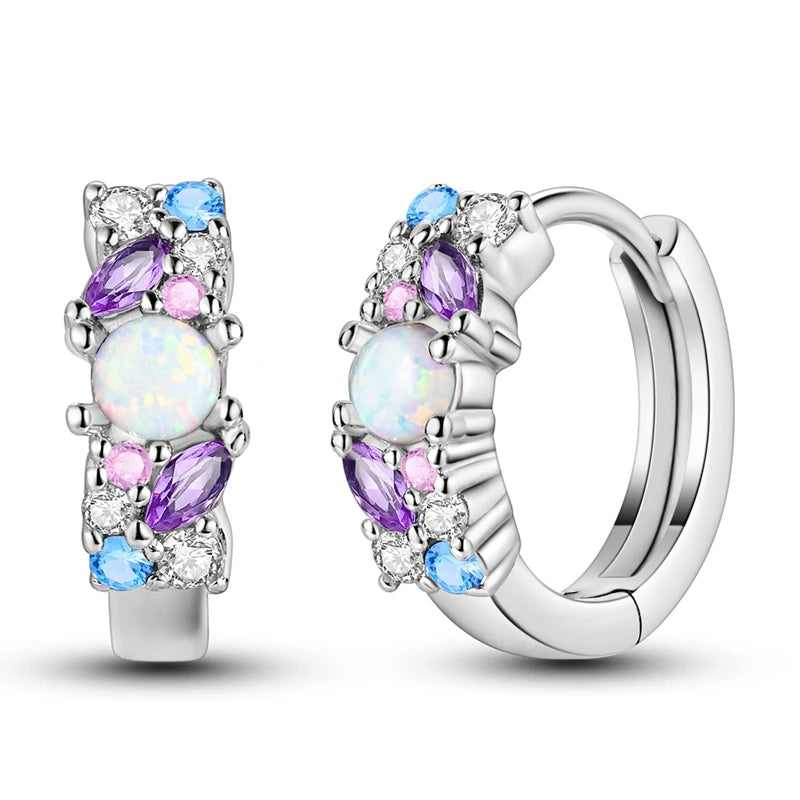 Sterling Silver Hoop Earrings – Zirconium Star Drop Style For Women’s Anniversary Jewelry Gift