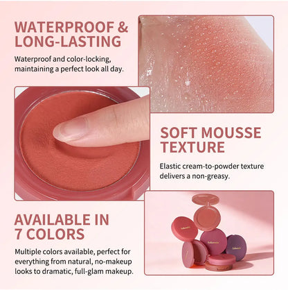 New Matte Blush Cream to Powder Cushiony Bouncy Texture Long Lasting Natural Flush Brightens Face Complexion Woman Makeup