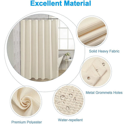 Waterproof Mildew-Proof Shower Curtain Set - Modern Plant Print with 12 Hooks - ZOOMNSTORE