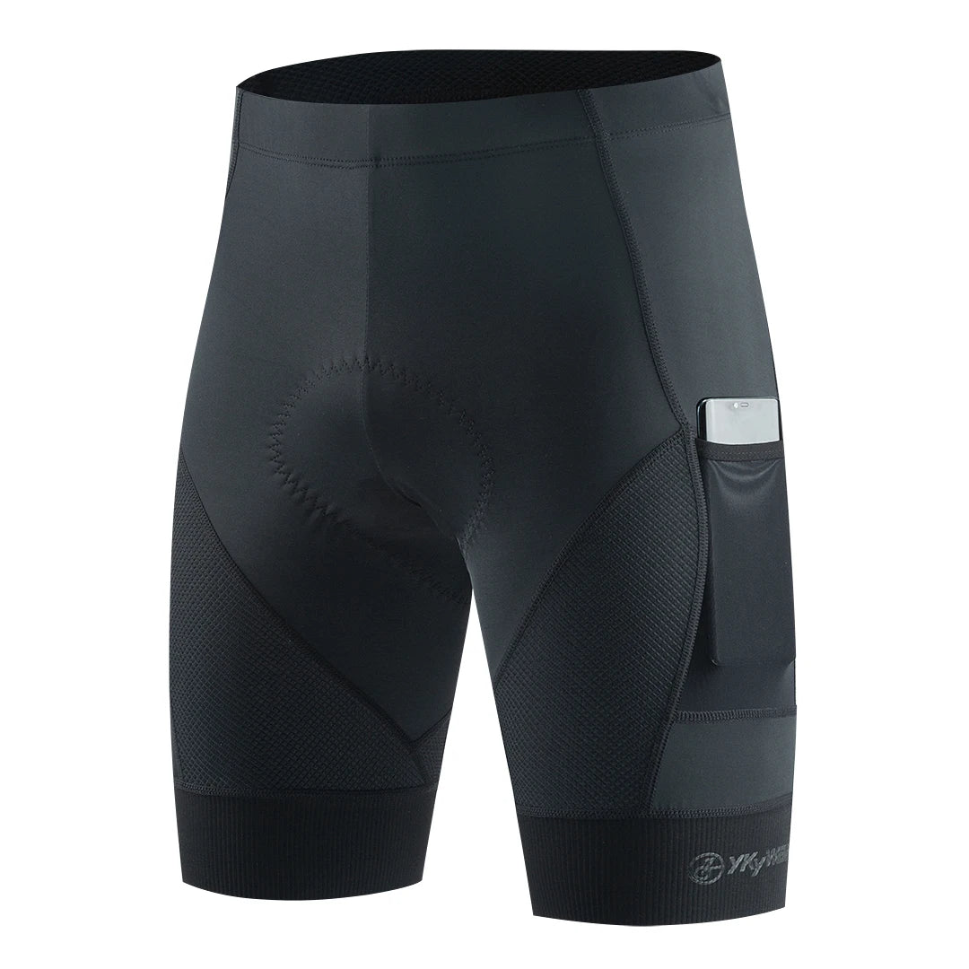 YKYWBIKE Sports Padded Bike Shorts for Men Cycling Bicycle Shorts Comfortable Road Biking Pants 2 Pocket Tights Slim Fit