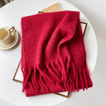Wool Blend Scarf - Winter Thermal Scarf Women & Men | Soft Mohair Shawl, Keep Warm Muffler