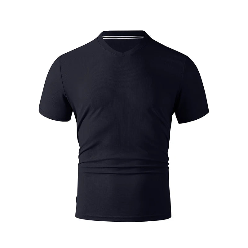 Men's V-Neck T-Shirt - Casual Summer Breathable Short Sleeve Tee, Lightweight Top