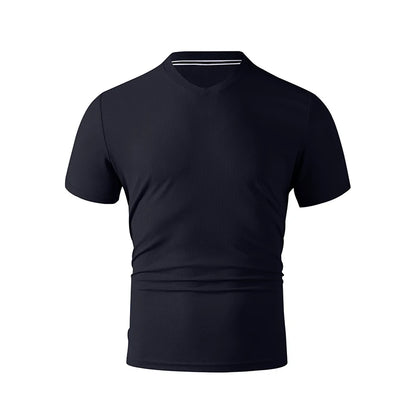Men's V-Neck T-Shirt - Casual Summer Breathable Short Sleeve Tee, Lightweight Top