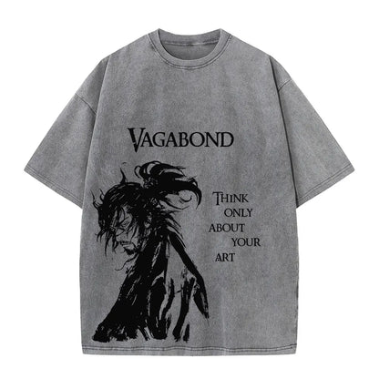 Men Streetwear Tshirt - Vintage Harajuku Anime Graphic Print Black Cotton Tee