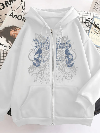 Trendy European and American Style Autumn and Winter Hooded Sweatshirt, Fleece-Lined and Thickened, Unisex Couple's Cardigan, Women's Loose Casual Oversize Hoodie, Long-Sleeve Regular Fit with Front Pocket, Machine Washable,