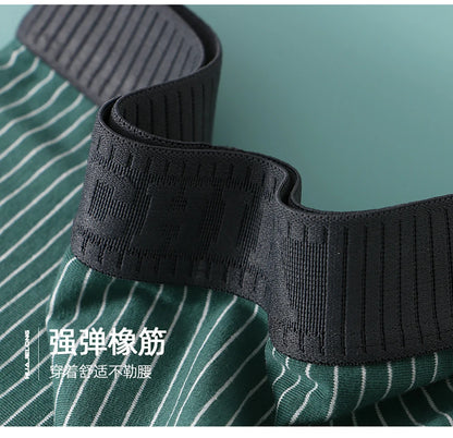 3PCS/Pack 100% Cotton Soft Panties Woman Trendy Striped Female Underwear Summer Breathable High Elastic Mid-rise Waist Boyshort