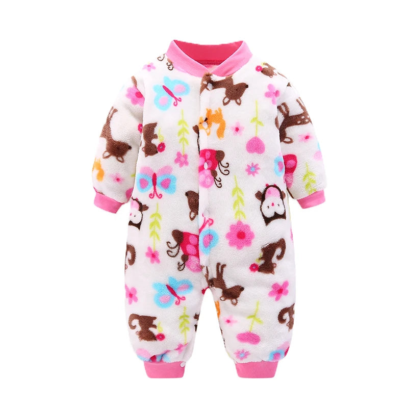 Baby Romper - Soft Flannel Infant Jumpsuit With Elastic Cuffs | Newborn Clothes