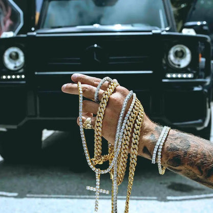 Luxury Crystal Tennis Bracelet Hip Hop Bracelet for Men Homme Trendy Punk Zirconia Couple  Chain on The Hand Streetwear Jewelry