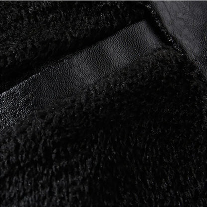 Men's Leather Jacket Men's Winter Fleece Men's Stand Collar Biker Casual Windproof Slim Fit Jacket Fleece Leather Jacket