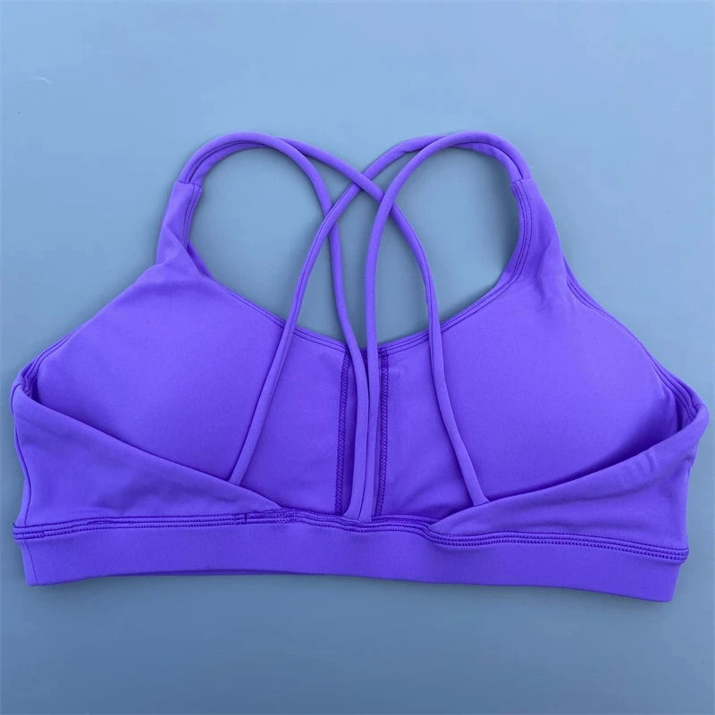 Women Fitness Bra - High Support Cross Back Sports Top With Chest Pad