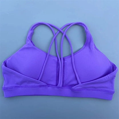 Women Fitness Bra - High Support Cross Back Sports Top With Chest Pad