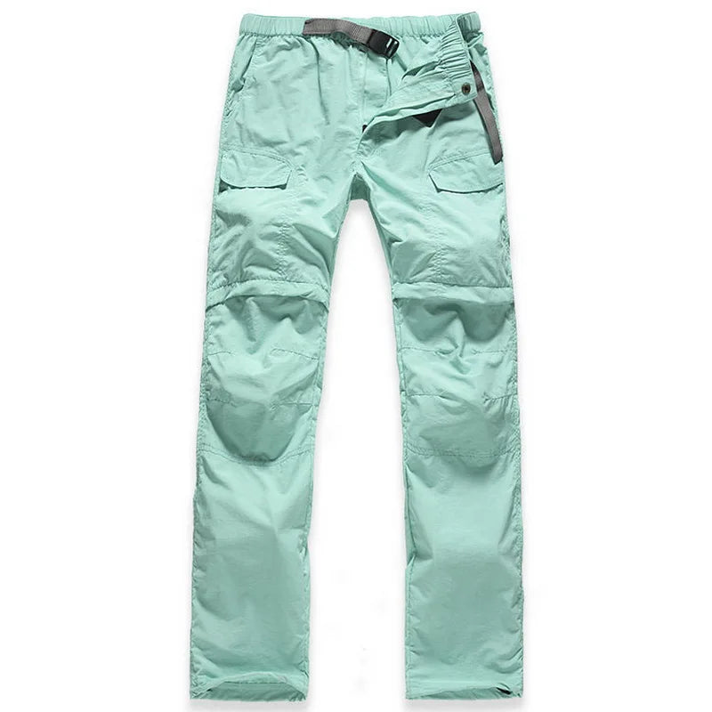 NUONEKO Women's Summer Hiking Pants Women Trekking Sport Quick Dry Thin Cargo Trousers Removable Outdoor Camping Pants Shorts
