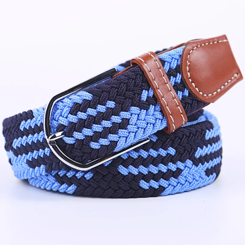 Unisex Stretch Jeans Belt - Casual Knitted Woven Canvas Pin Buckle