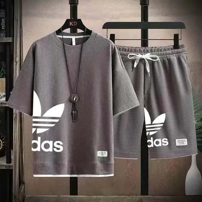 Summer 2026 New Men's pullover sportswear Set, fashionable basketball men's casual short-sleeved T-shirt + shorts two-piece set