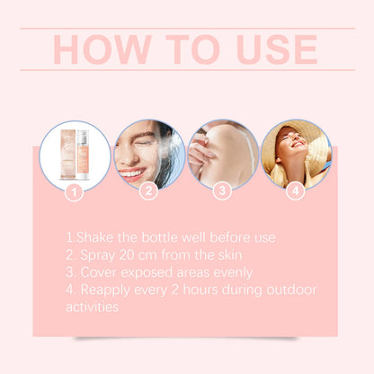 Refreshing Sunscreen Spray Body Sun Block Isolation Mist Long Lasting UV Protector Summer Outdoor Brightening Moisturizer Serum