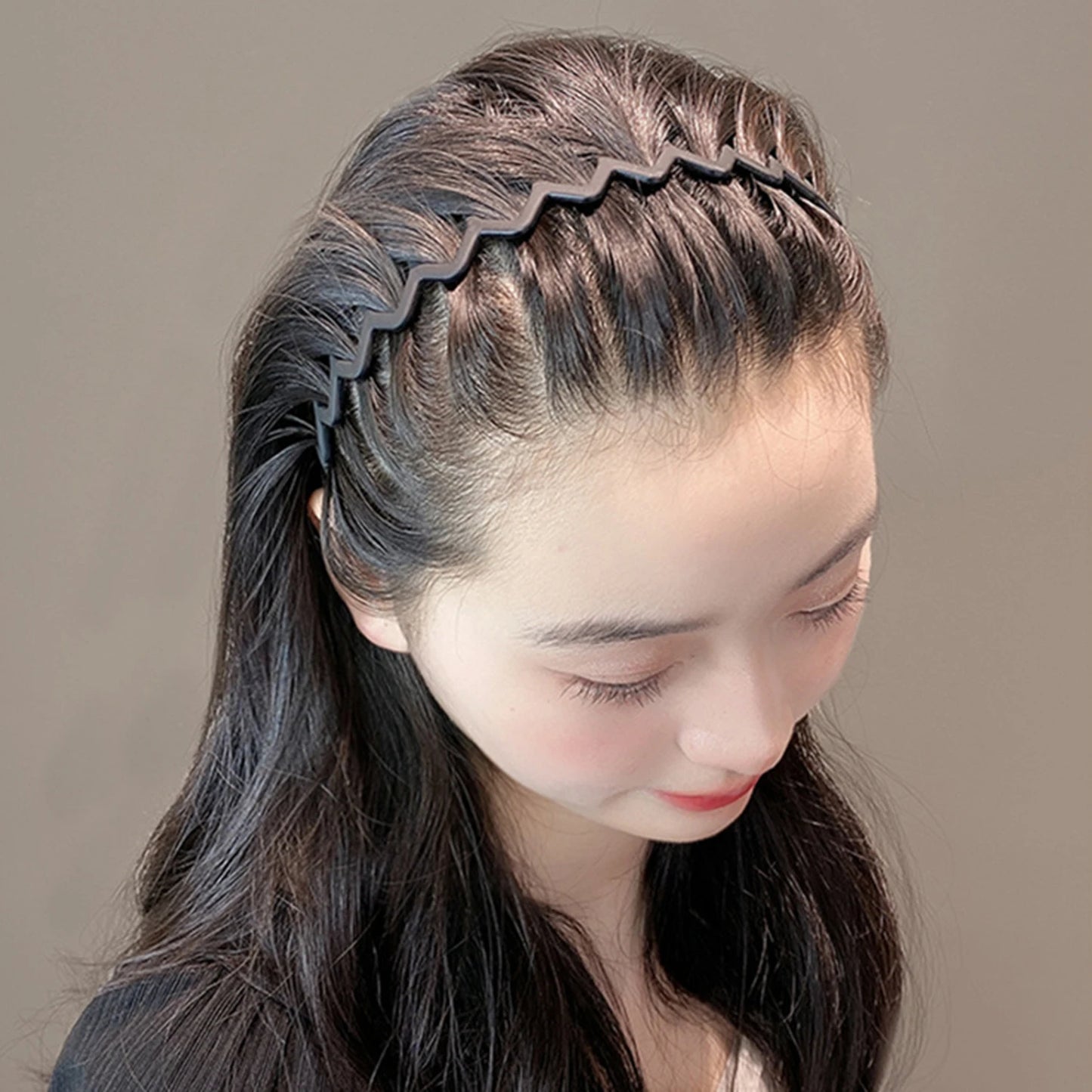 Unisex Metal Wavy Spring Hair Hoop Black Non Slip Outdoor Sports Headbands For Women Men Simple Hairband Face Washing Headdress