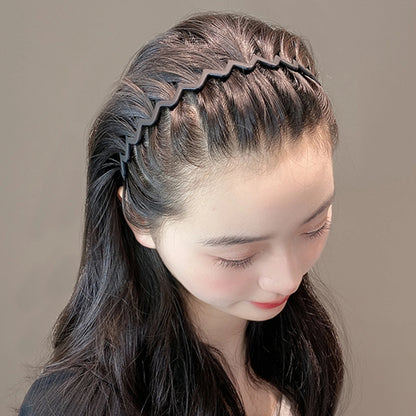 Unisex Metal Wavy Spring Hair Hoop Black Non Slip Outdoor Sports Headbands For Women Men Simple Hairband Face Washing Headdress