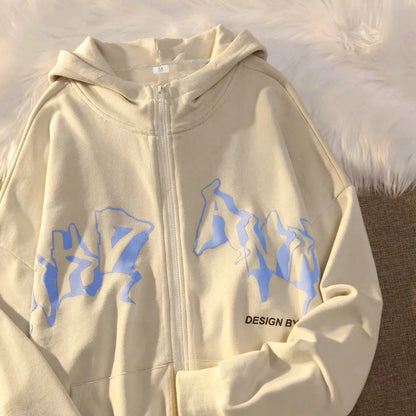 Men'S Sweatshirts Hoodies Zip Up Jacket Zip Up Hoodies Hip Hop Sweatshirt Vintage Goth Print Hooded Jacket Sudaredaras Hombre