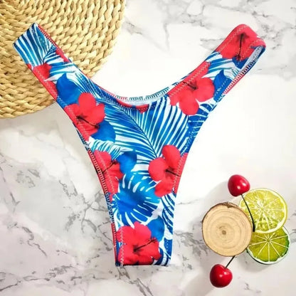 Sexy Floral Print Brazilian Bikini Bottom Women's Swimwear High Waisted New V Thong Swimsuit Bathing Suit Women Swimwear Women