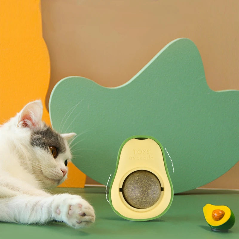 Natural Catnip Healthy Rotatable Wall Stick-on Ball Cats Teeth Cleaning Catnip Ball Toys cat Catnip Scratching Supplies
