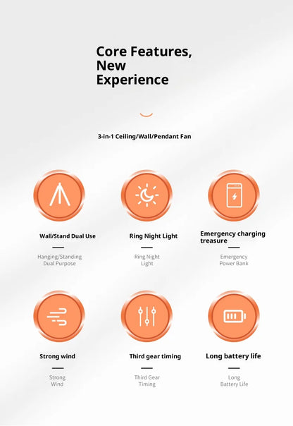 HOMEFISH Portable Rechargeable Camping Fan 4000mAh 10000mAh Wireless Ceiling Desktop Fan with Power Bank LED Light