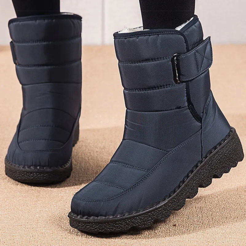 Waterproof Winter Boots - Women Snow Boots With Warm Fur, Black Ankle Style