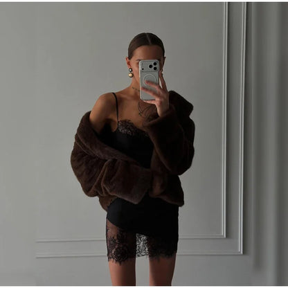 Lace Trim Sling Dress - Sleeveless Slim Fit Mini Dress With Natural Waistline